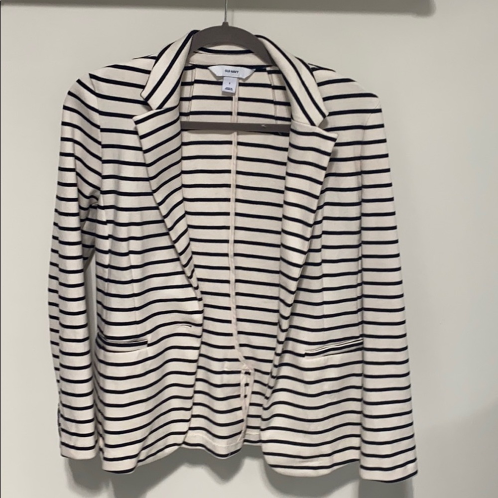 White and black striped blazer